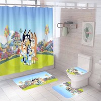 Blue Dog Bathroom Rug And Shower Curtain Set