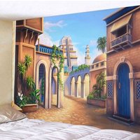 Ancient Babylon Town Extra Large Tapestry Wall Hanging Art Medieval Background