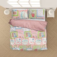 Anime Cartoon Bunny Pink Cotton Duvet Cover Set Bedding Set, Bedding Sets