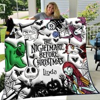 Personalized The Nightmare Before Xmas Movie Characters Sofa Blanket