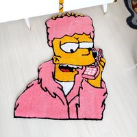 Bart Tufted, Simpsons Rug, Movie Rug, Pink Rug Shaped Rugs