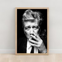 David Lynch Iconic Portrait, Black And White Film Director Wall Art