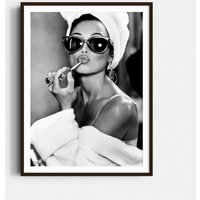 Audrey Hepburn Lipstick Wall Art, Black And White Print