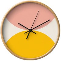 Yellow And Pink Wall Clock. Mid Century Modern Clock