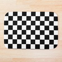 Checkered Black And White Bath Mat