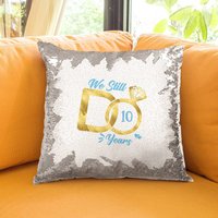 Custom Anniversary Sequin Pillow with Favourtie Photo Comfy Cushion