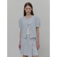 Puff Tweed Jacket, Light Blue