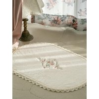 Embroidered Microfiber Floral Bath Mat