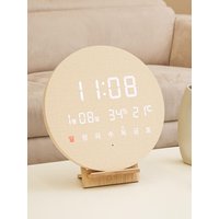 OA Wireless Modern LED Round Silent Digital Electronic TemperatureHumidity Wall-Mounted Wall Clock