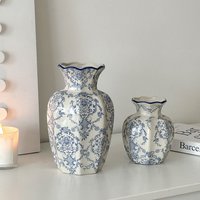 Blue And White Porcelain Ceramic Vase New Chinese Ornament Living Room Flower Arrangement Entrance Decoration Ancient