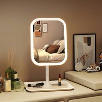 ​LED Makeup Mirror With Lights - Portable Vanity Mirror For Home & Dorm Room Touch Control, Color Modes, ° Rotation, B Rechargeable​