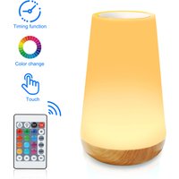 Home Furniture Wood Grain Remote Control Touch Night Light Creative Table Lamp Bedroom Bedside Lamp Colorful Atmosphere Lamp Hot Sale