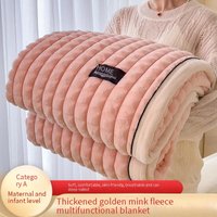 Premium Golden Mink Fleece Blanket - Double-Sided Plush With Checkerboard Pattern All-Season Soft Throw For BedCouch