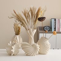 Matte White Fashionable Unglazed Modern Minimalist Ceramic Vase, Creative Flower Vessel, Living Room Soft Decoration