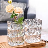 Home Decor Light Luxury Crystal Glass Vase High Grade Transparent Simple Living Room Flower Arrangement Restaurant Hotel Desktop Decoration Ornaments