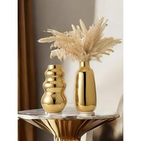 Modern Minimalist Creative Gold-plated Ceramic Vase, Living Room Desktop Flower Arrangement Vase, Room Decoration Ornament