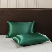 Solid Color Satin Pillowcase Set - Pack Luxury Envelope Closure Silk-Like Pillow Covers StandardQueen Size​