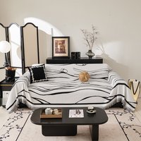 Chenille Sofa Cover Slip-Resistant Stretchable Sofa Protector, One-Piece Full Coverage Throw Blanket Multiple Sizes & Colors, Striped Design​
