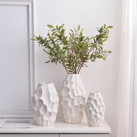 Handcrafted Nordic Ceramic Vase For Home Decor - Minimalist White & Black Flower Vase, Dry Flower Holder, Modern Tabletop Centerpiece