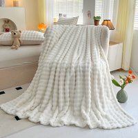 Bubble Fleece Blanket Ultra Soft Milk Velvet Throw For Bed, Sofa & Office, Lightweight GSM Polyester All