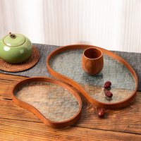 ​Modern Wooden Tea Tray - Rectangular Tea Cup Holder For Living Room With Key Storage Elegant & Lightweight, Luxury Home Decor​