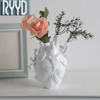 Gothic Halloween Heart Vase - BlackWhite Ceramic Art For Living Room & Desktop Decor