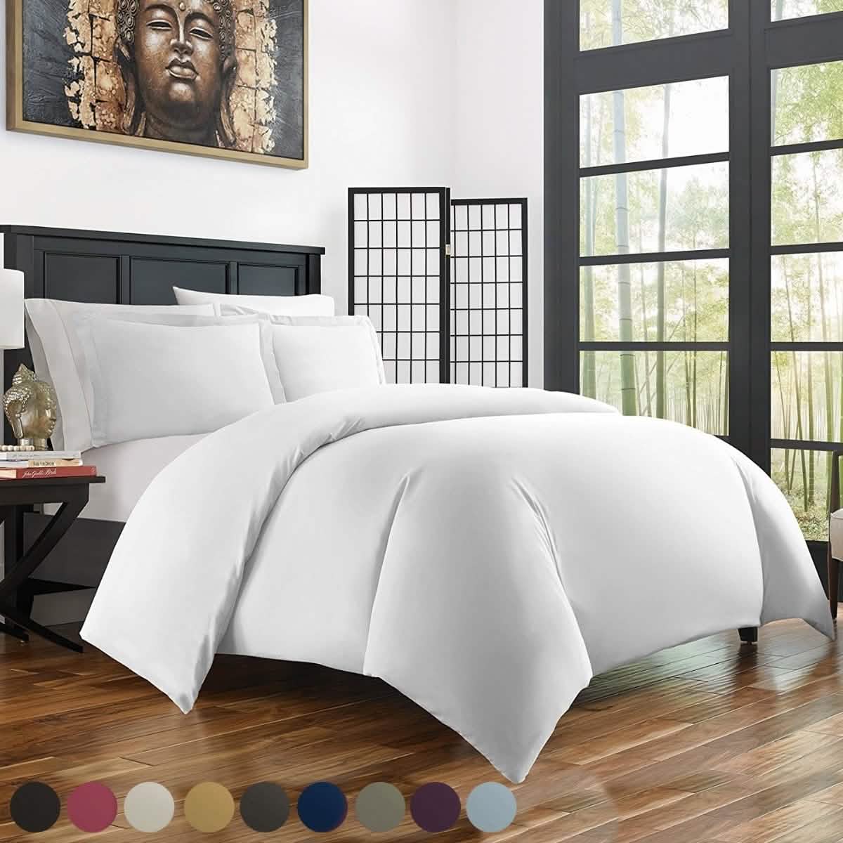 Bamboo Duvet Cover Set - Hypoallergenic - Assorted Sizes and Colors - TwinTwin White