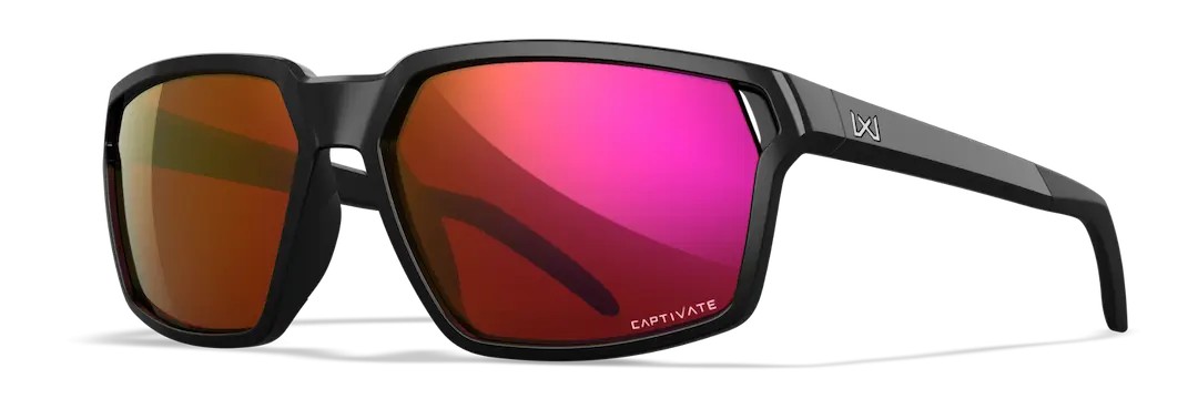 Wiley-X WX Sierra Sunglasses - Gloss Black frameCaptivate Red Mirror gray base