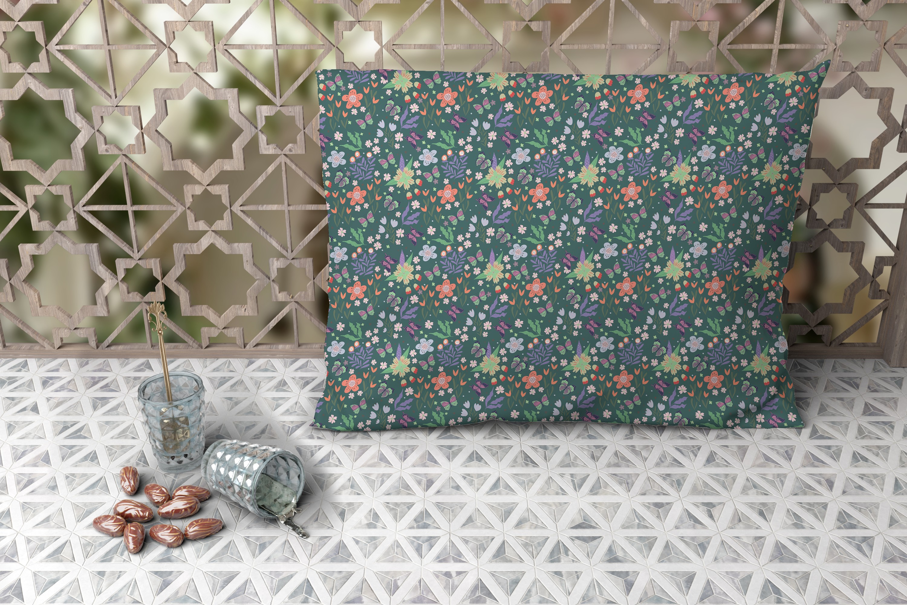 Lush Life - Colorful Floral Garden Cushion