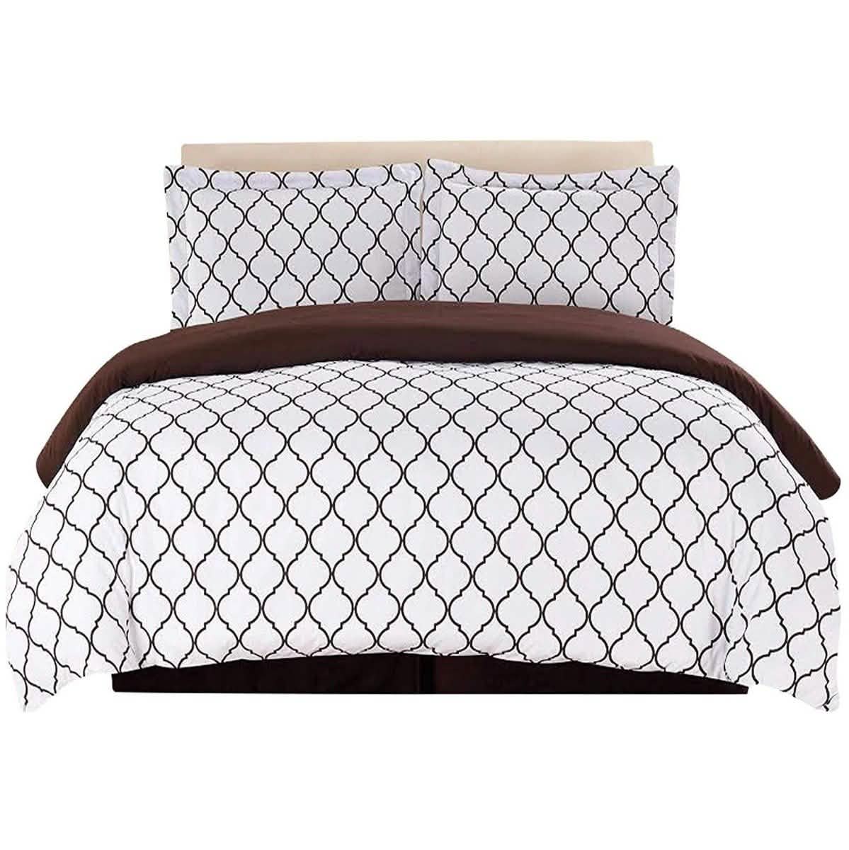 -Piece: Lux Decor Collection Duvet Cover Set - Assorted Styles - Queen BrownWhite