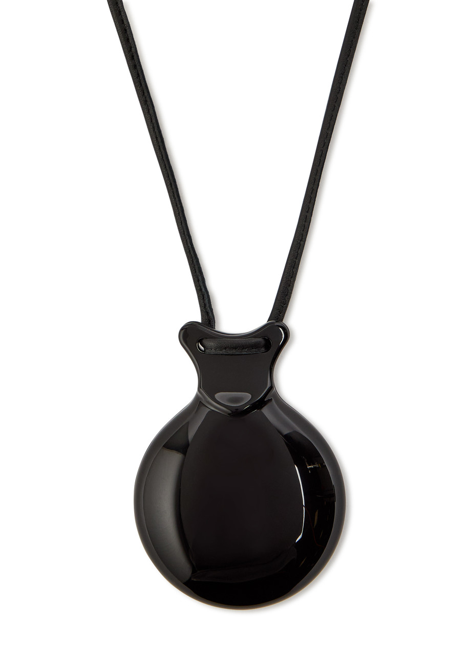 Lemaire Castanet Mirror Resin and Leather Necklace - Black