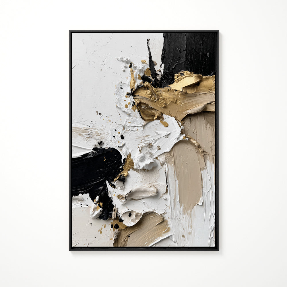 Handcrafted Painting Golden Whispers A Harmonious Dance of Texture and Light - Black Frame ''x '' x CM