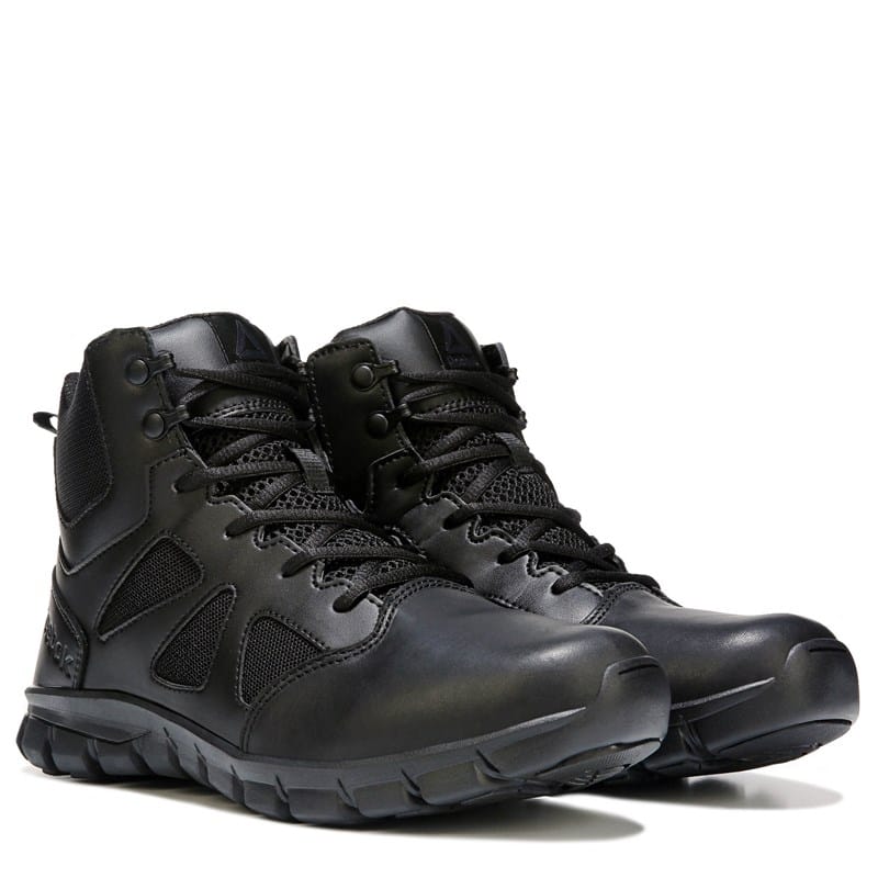 "reebok Duty Men's Sublite Cushion " Side Zip Tactical Boots Black Leather - Size .