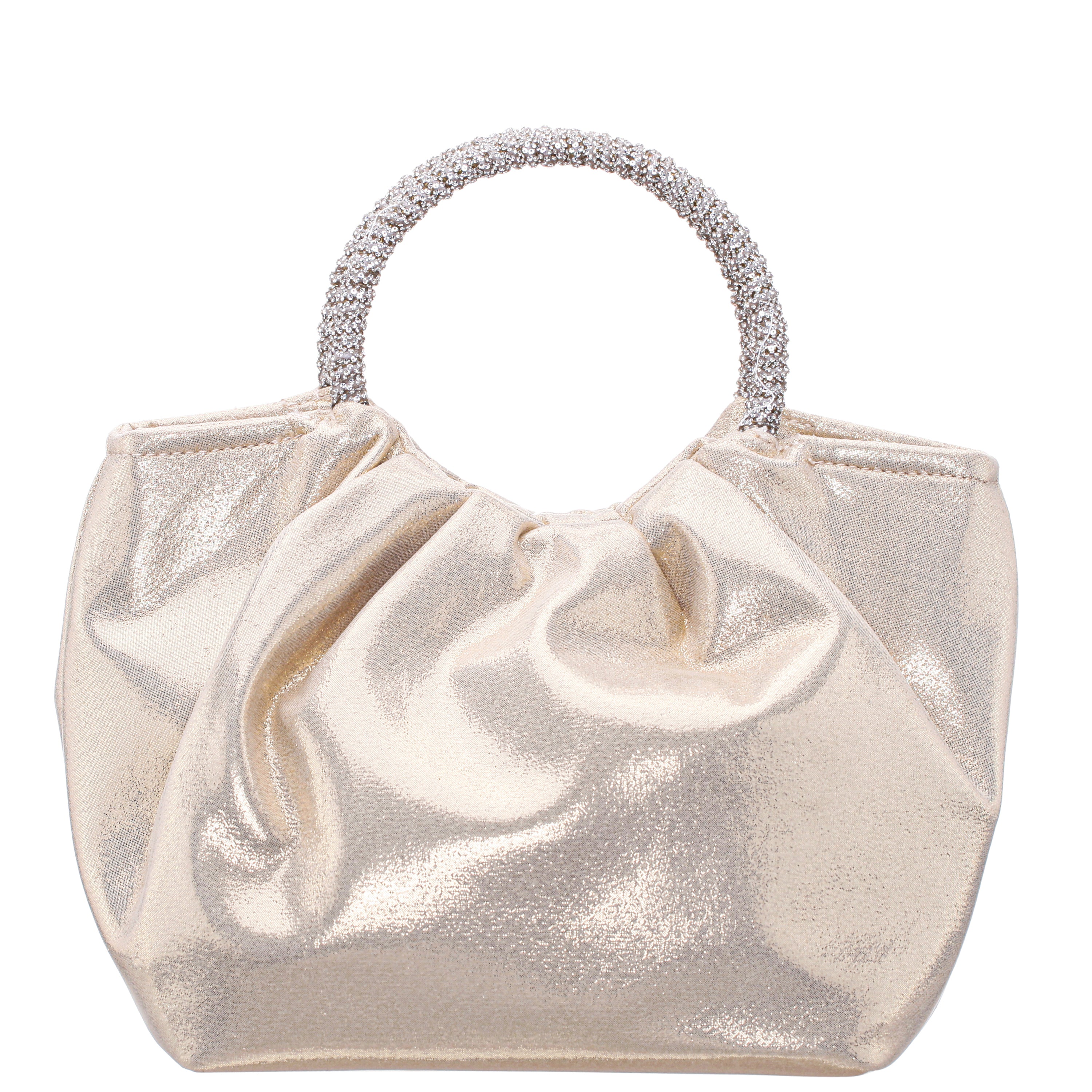 Womens Fancy Light Gold Reflective suedette Satchel