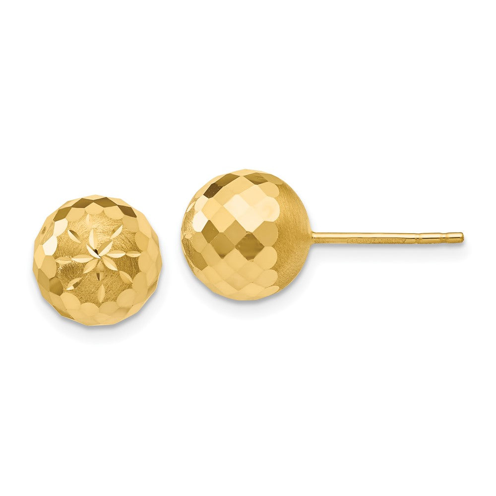 K Yellow Gold mm Diamond-Cut Mirror Ball Post Earrings