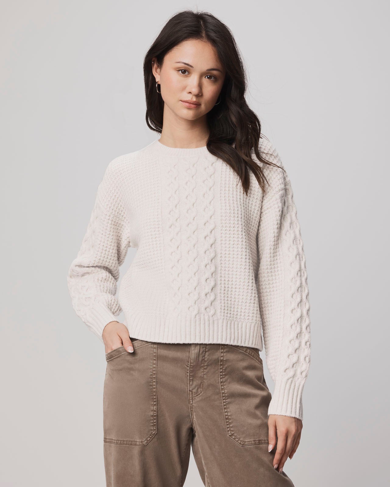 Splendid - Celeste Cable Knit Sweater - Light Cedar Heather