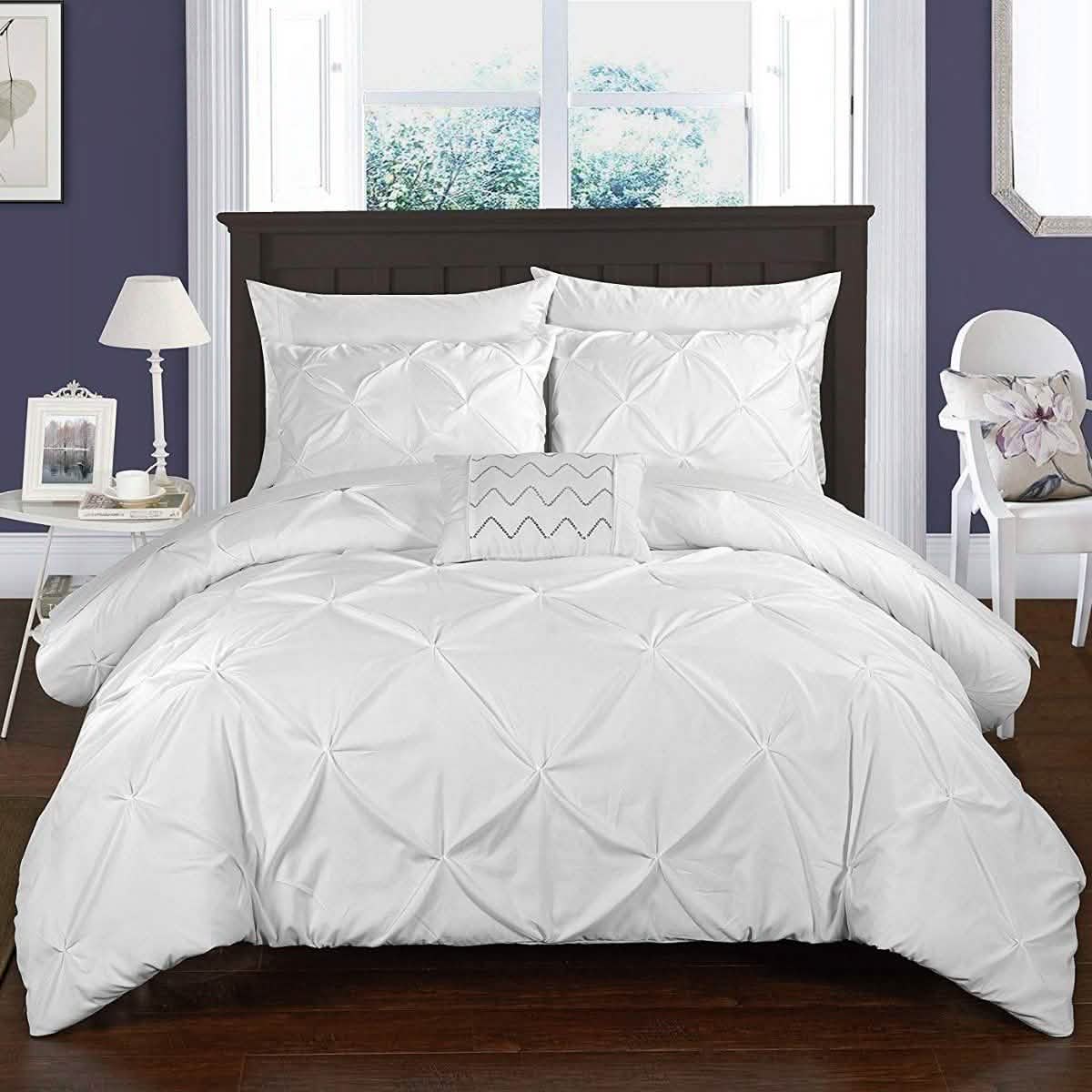 Armi P-Pleated Microfiber Duvet Cover Set - Queen White