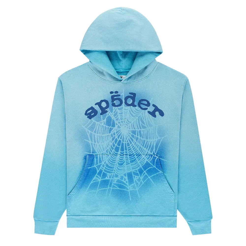Spder OG Web V Spray Hoodie Light Blue
