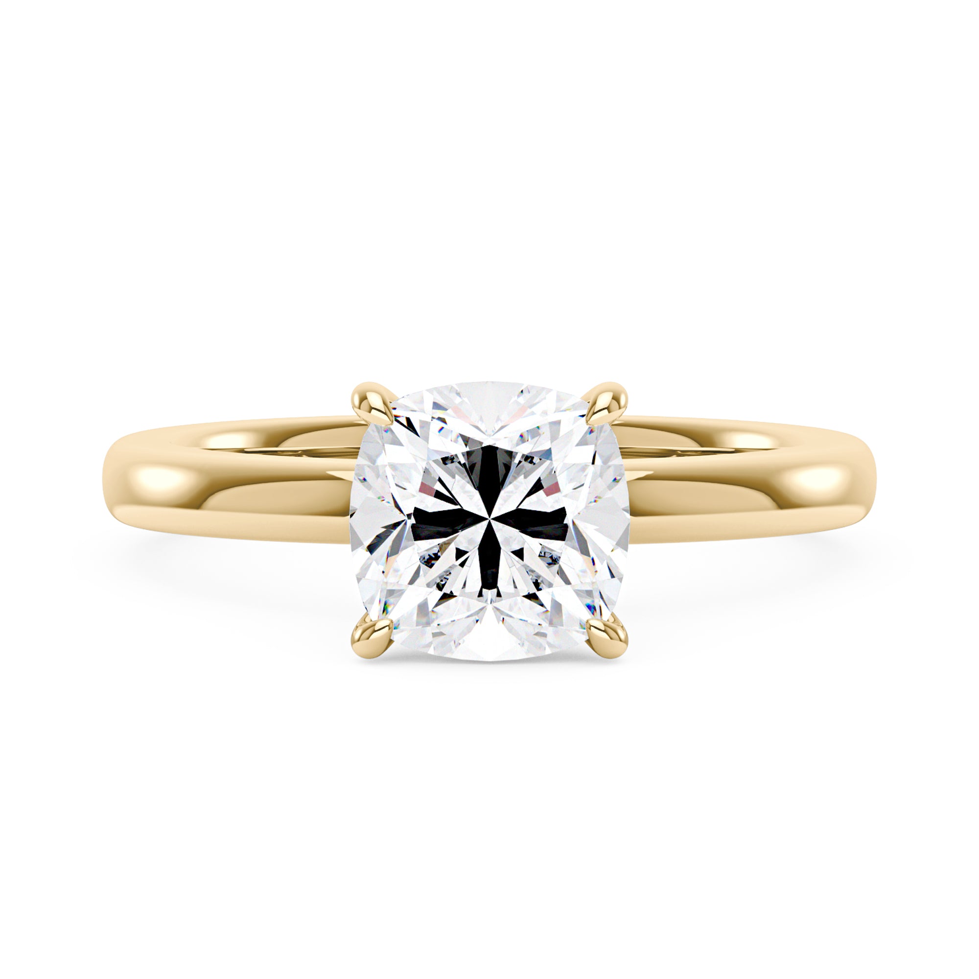 Cushion-Cut Moissanite Solitaire Engagement Ring - K Yellow Gold Vermeil ct