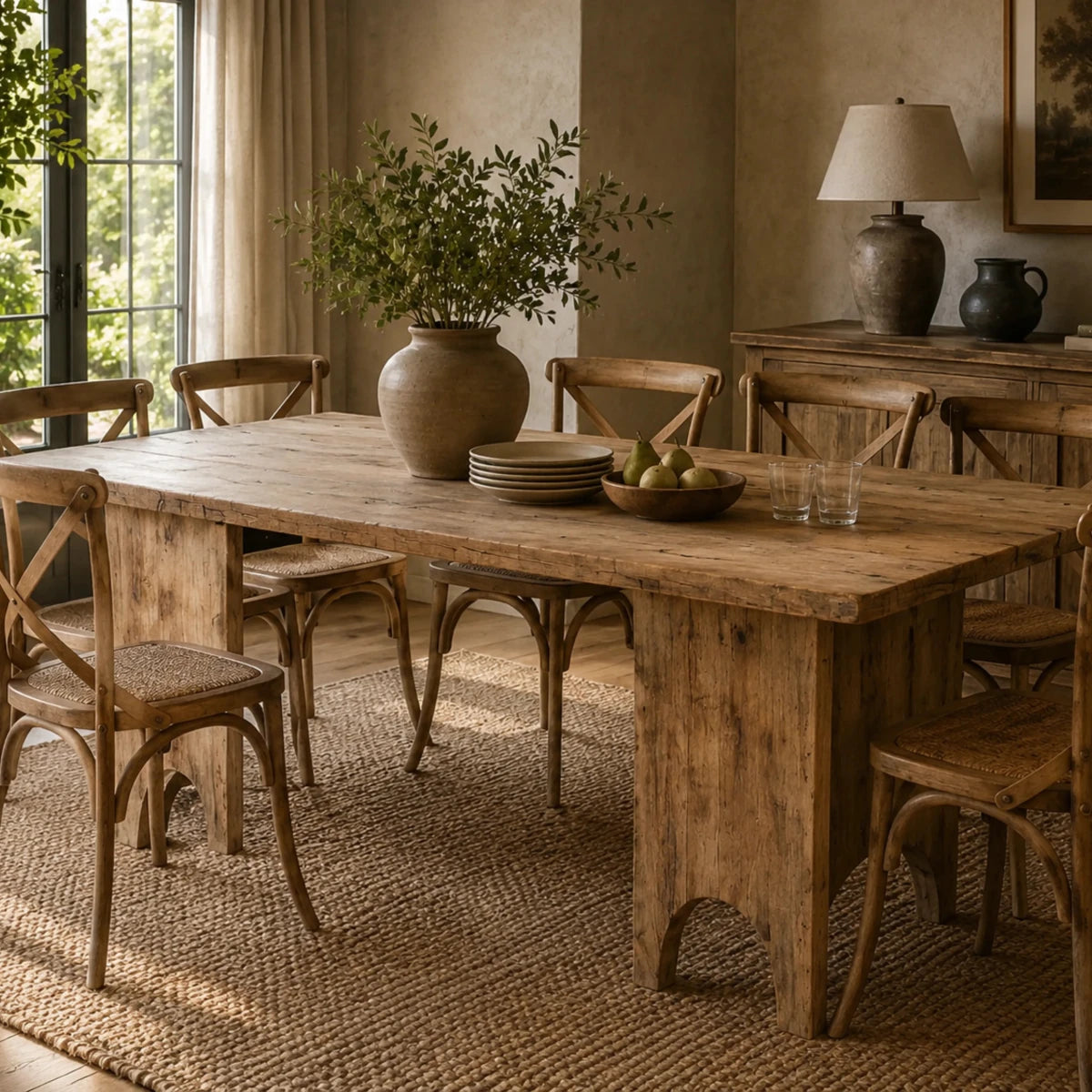 Heritage Arc Dining table - ** Inches Antique Bleach + Leqar