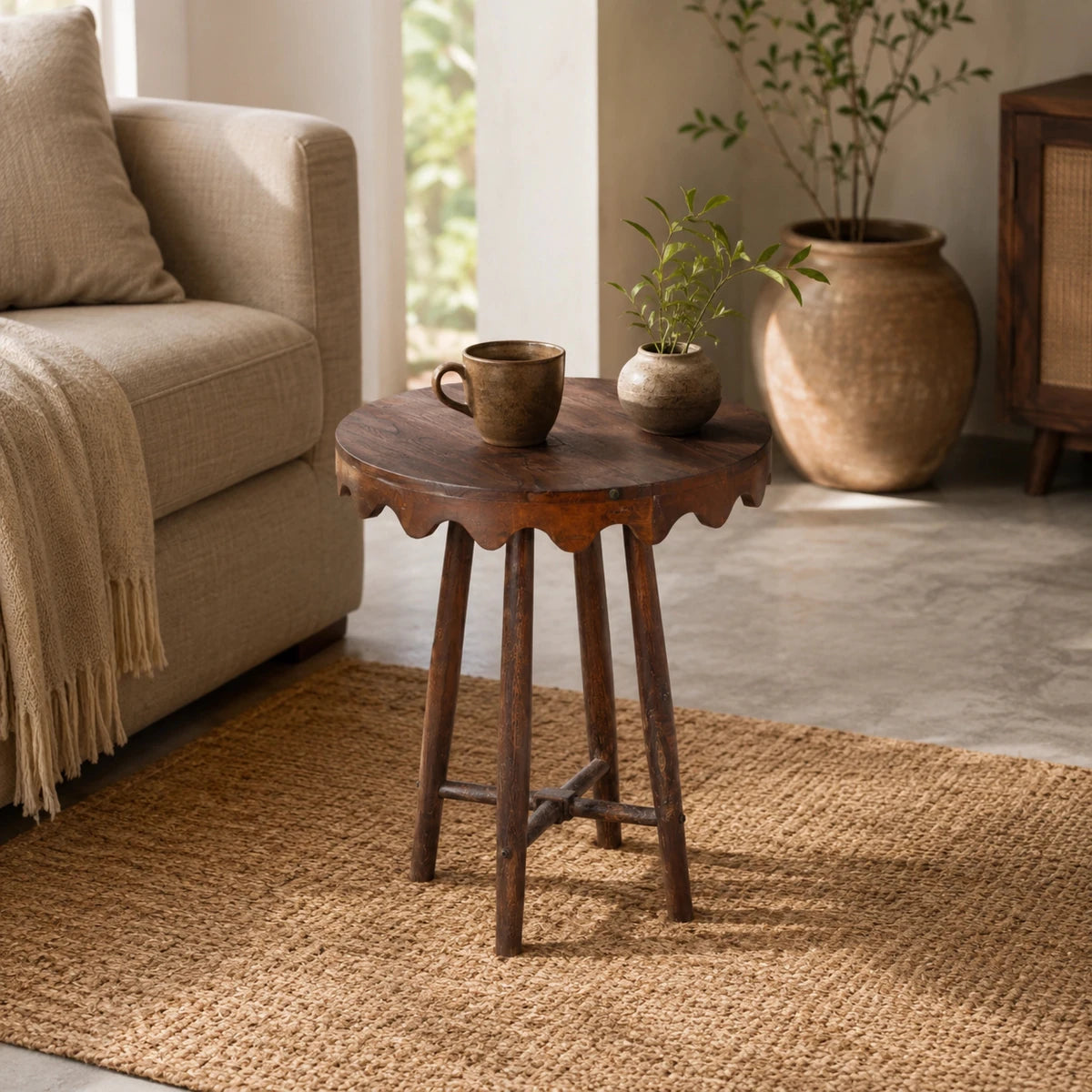 Heritage Round Accent Coffee Table - X X Inches Rustic White
