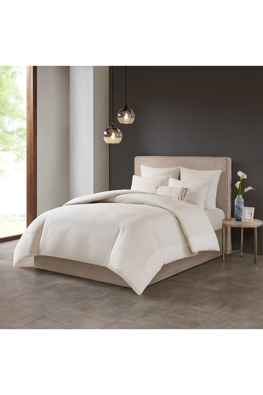 Hanae White Duvet Cover Set - White KING