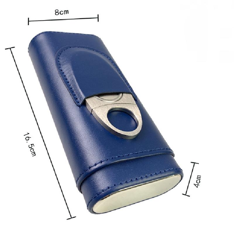 Men's Portable Cigar Moisturizing Leather Storage Bag K - Blue Free