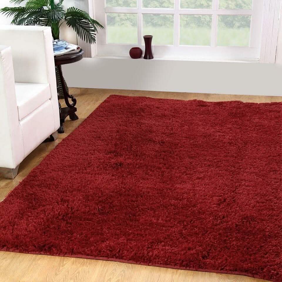 Solid Plush Shag Rug - Assorted Sizes - ' x ' Red