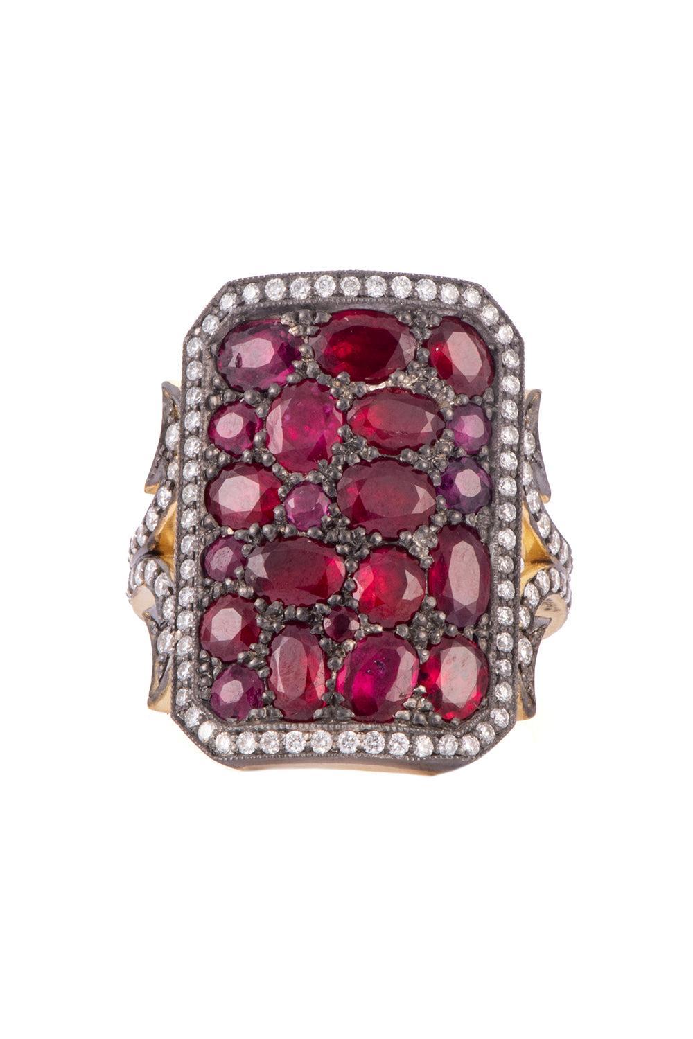Ruby Diamond Ten Table Short Ring