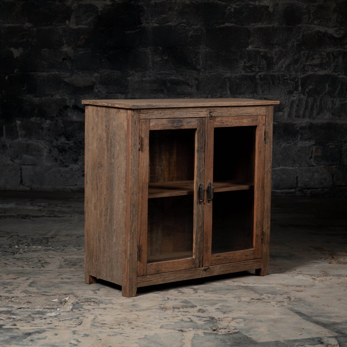 Vintage Weathered Wood Storage Cabinet for Kitchen & Home - ** Bleach Raw