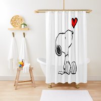 Green Flower Summer Snoopy Shower Curtain, Bathroom Decor