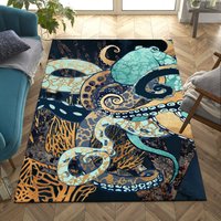Modern Colorful Octopus Area Rug