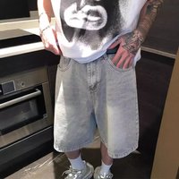 Men's Vintage Washed Denim Shorts Slim Fit Mid-Thigh Casual Cargo Shorts With Distressed Details BlackMuddy GreyLight Blue, S-XX